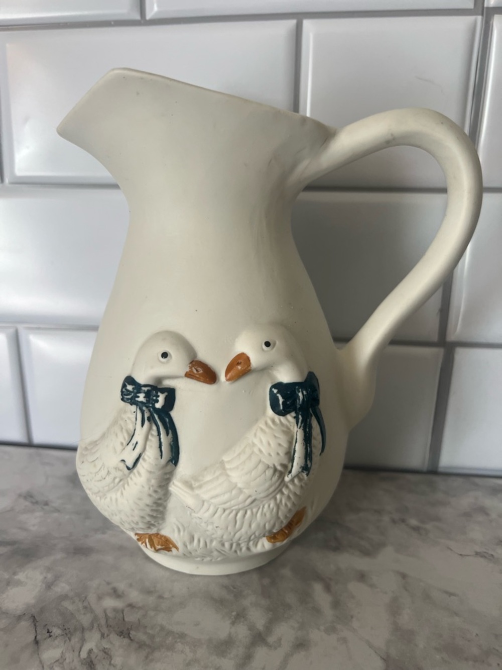 Vintage Country Goose Ceramic Pitcher | Farmhouse Decor